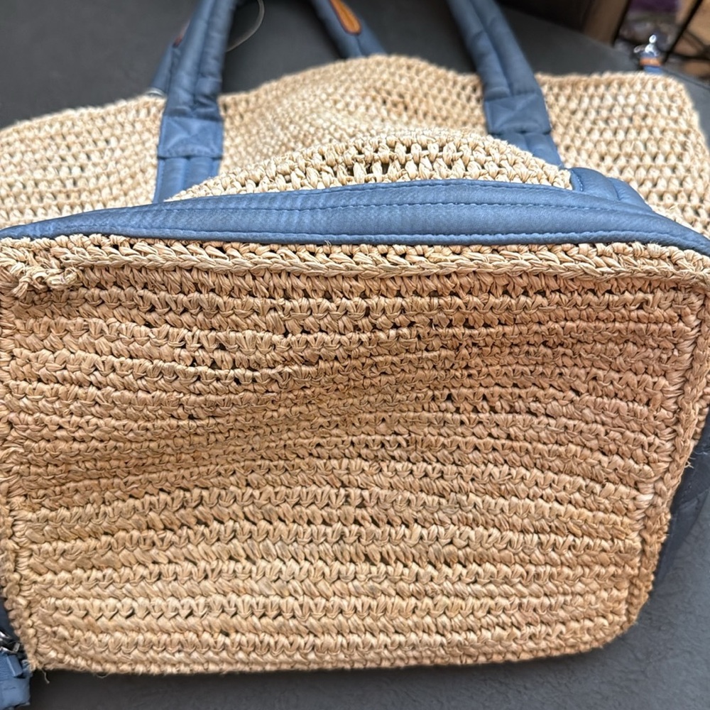 MZ Wallace Straw Tote with Blue Trim - Picture 12 of 13